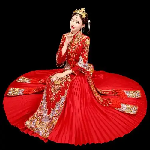 结婚中式新娘礼服女出阁服敬酒服绣和服禾服秀禾女秀禾服2020新款