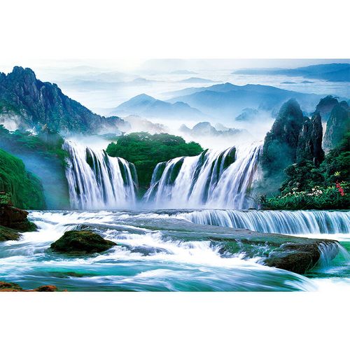 美识黄果树瀑布挂画黄果树瀑布墙贴画海报自然风景山水画流水生财家居