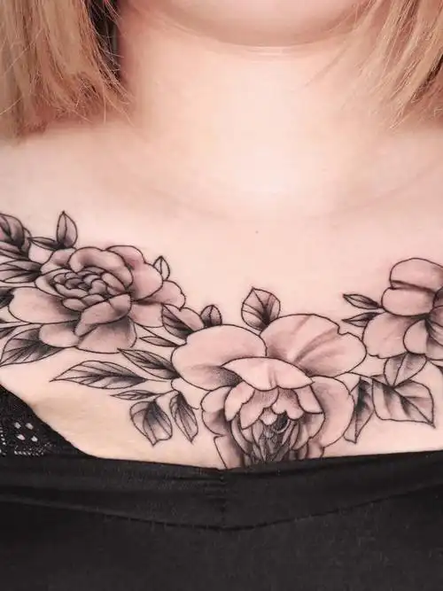 胸前素花_纹身图案手稿图片_王荣的纹身作品集