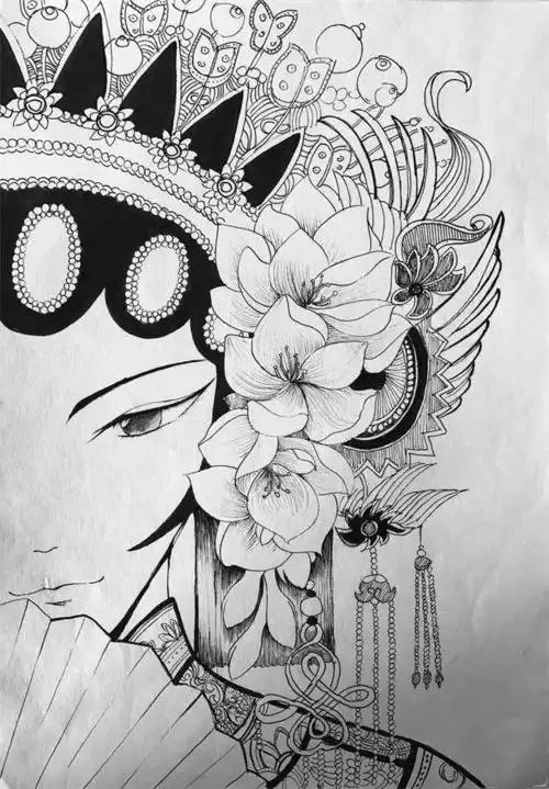 黑白装饰画 线描 人物 - 堆糖,美图壁纸兴趣社区