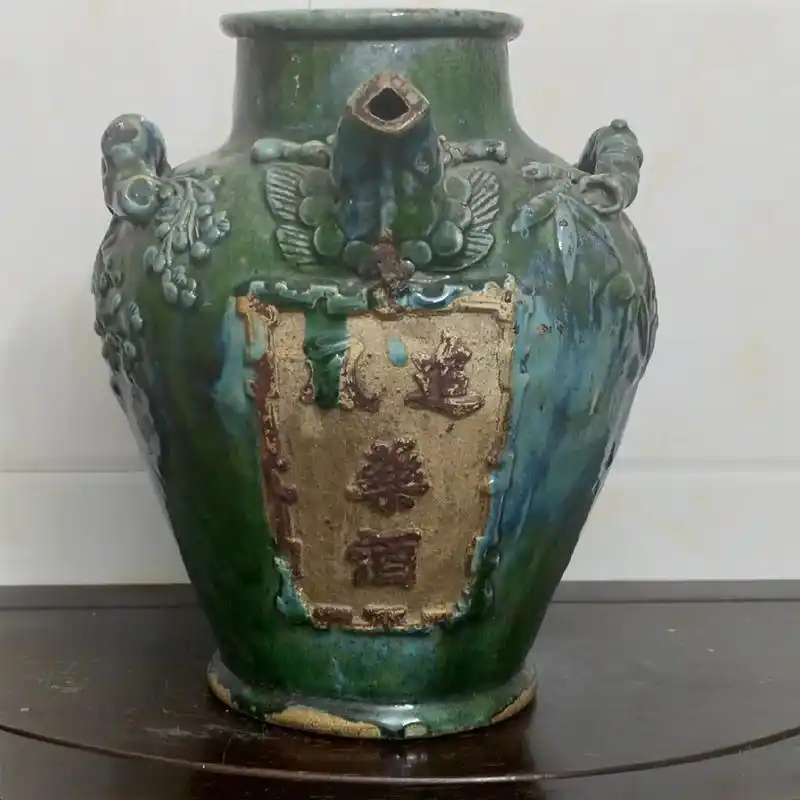 晚清民国追风药酒酒坛#一线下乡收老物件 #让文物抖起来 - 抖音