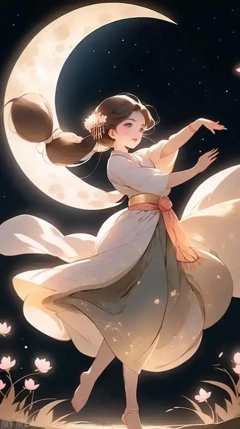 月下舞蹈.#漫画女孩 #古风 #美图分享 #中秋赏月 #插画 - 抖音