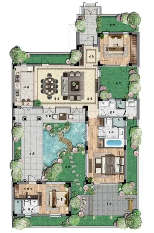 147㎡带院子长沙中式爆款别墅来袭打造最美江南院落