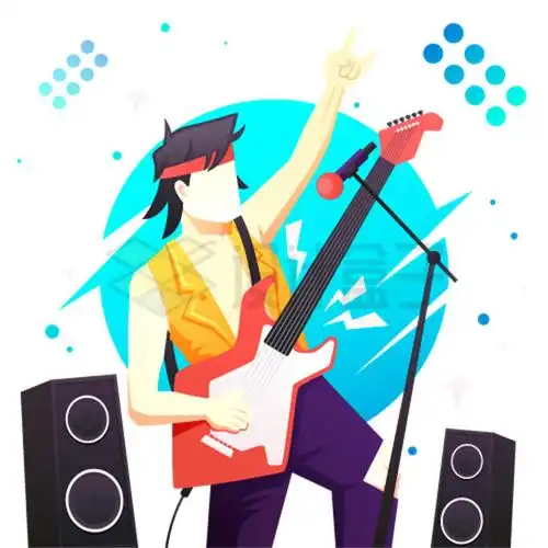 开演唱会的卡通摇滚明星音乐会插画3128077矢量图片免抠素材