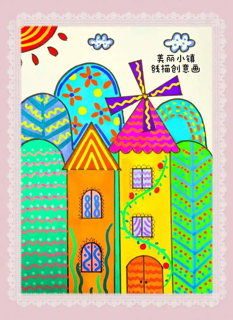 线描创意画.小朋友一起画吧@创作灵感小助手 @图文小助手 @ - 抖音