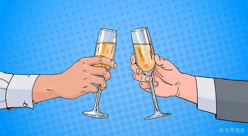 男性_情侣_碰杯_玻璃杯_香槟_葡萄酒_祝酒_汽水_艺