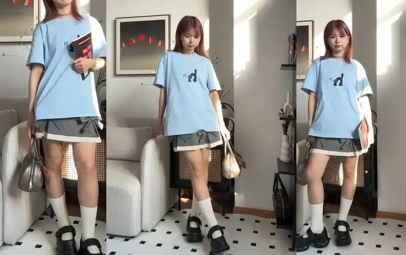 155/96小个子女生夏日蓝色系复古穿搭 | 格雷系穿搭