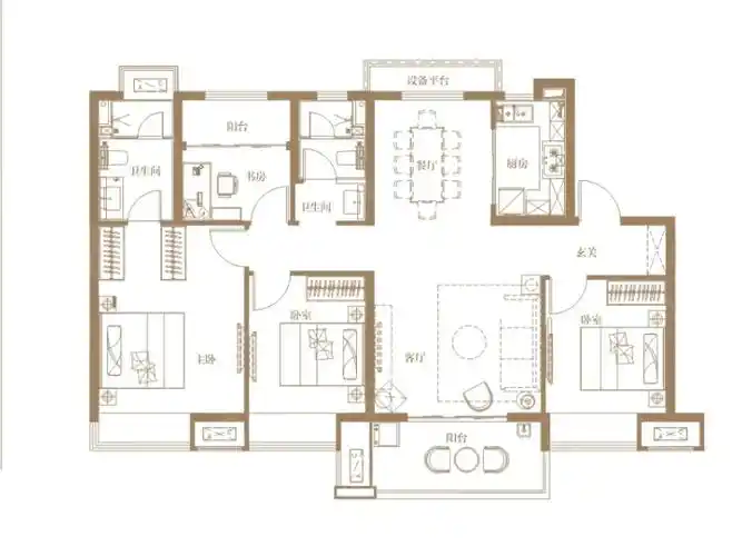 经开正荣府4室2厅2卫户型图