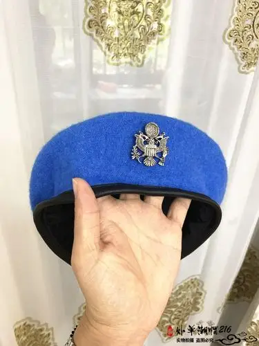 新款小号小头维和部队徽章贝雷帽男女时尚网红帽子