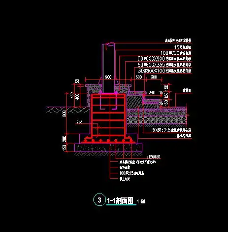 旗杆升旗台cad做法施工图详图原创