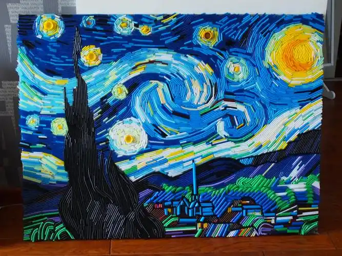 吸管星空画,成品来喽~~~也许在大牛的眼里这些都不算什么,但自己完成