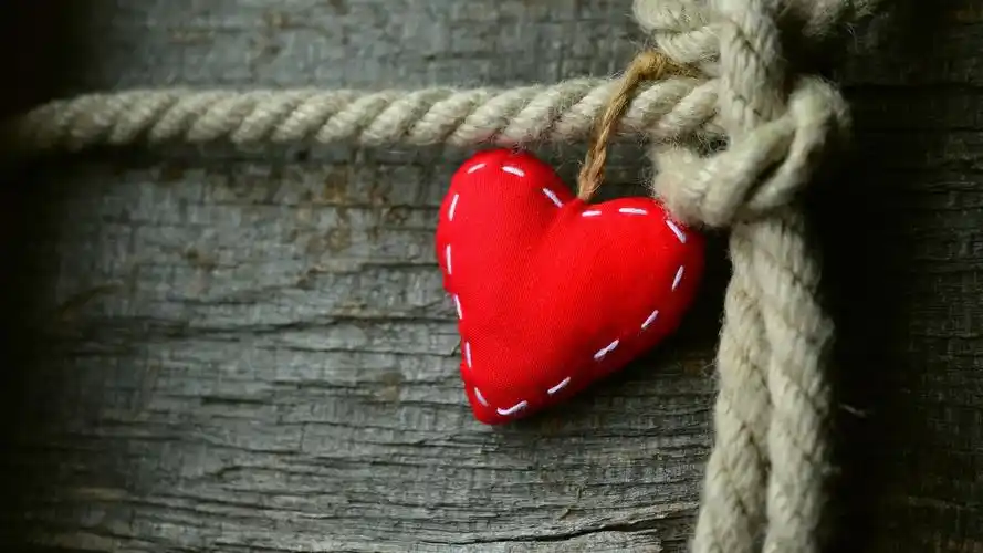 红色的爱的心,绳子 壁纸