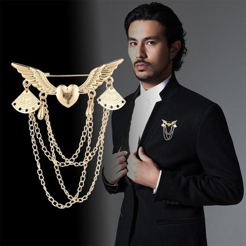 韩版时尚高档西服胸针男士天使尺爱心多元素链条流苏西装礼服胸花