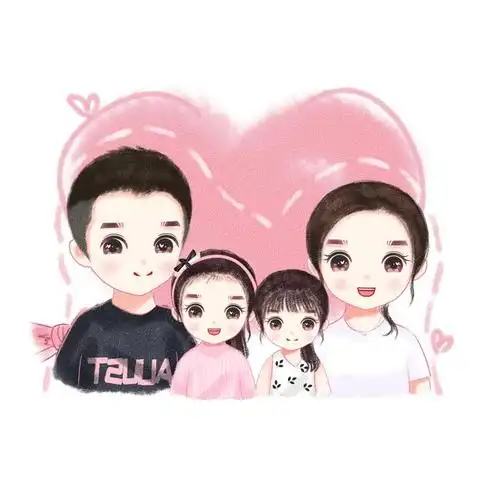 亲子漫画头像,温馨幸福的画面,看着就很美好