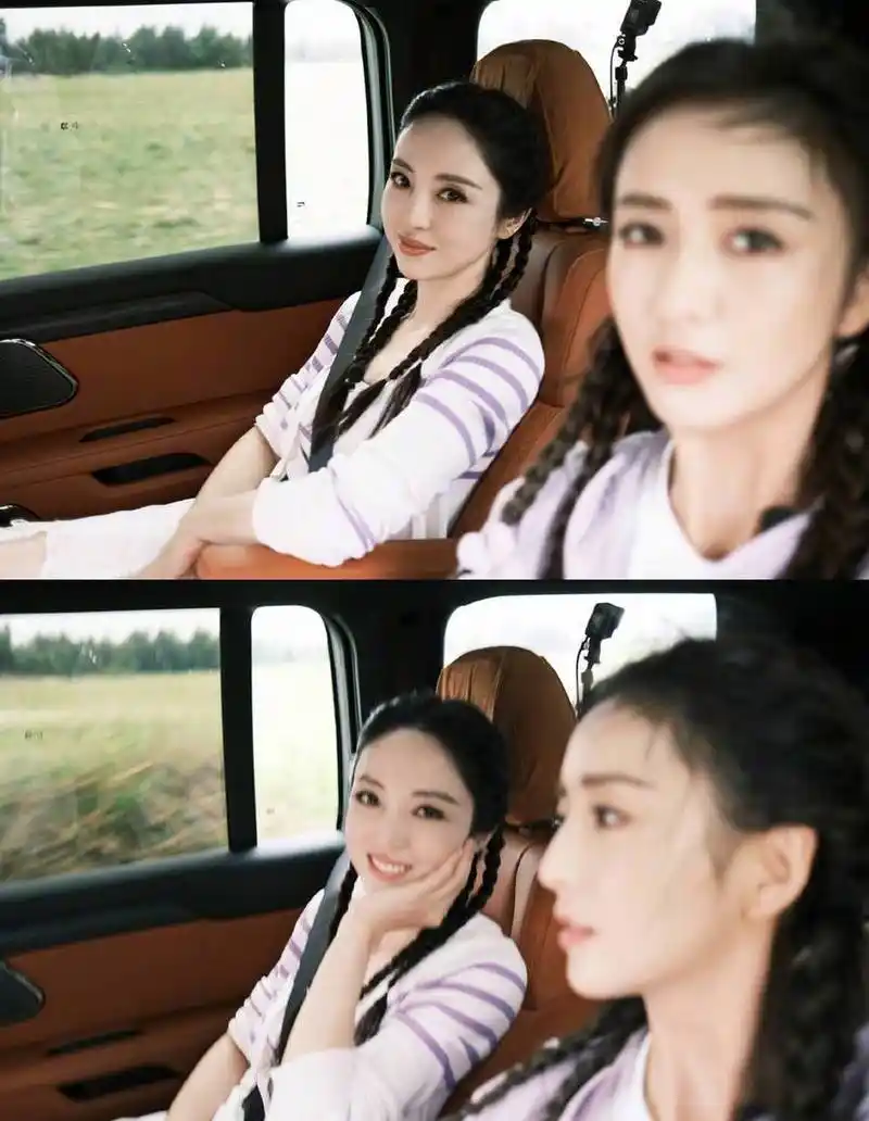 佟丽娅董璇同游曝光,纯洁恬静妆容惹人喜爱#娱乐热ai计划# #佟丽娅