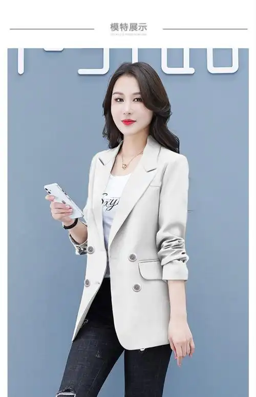 高级感炸街小西服女米色外套春秋2022今年流行休闲西装设计感小众