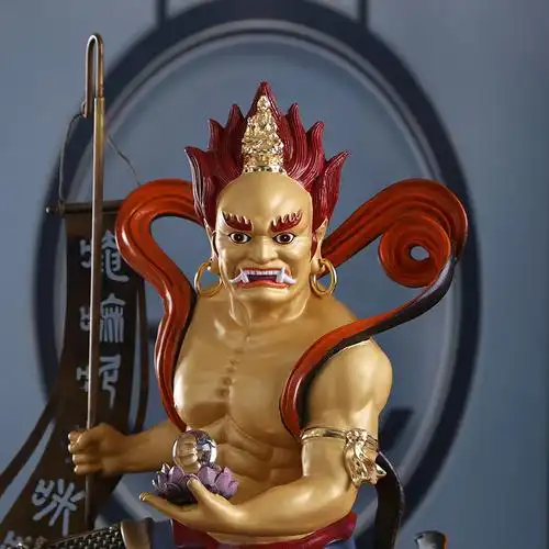 大士鬼王面然佛像台湾纯铜彩绘面燃焦面焰口摆件