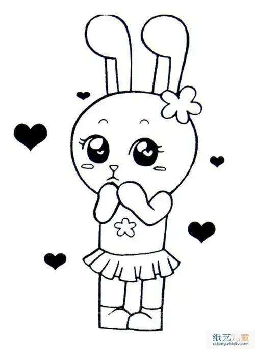 画美少女战士水冰月的女儿小小兔卡通简笔画简笔画--q版兔子装的女孩