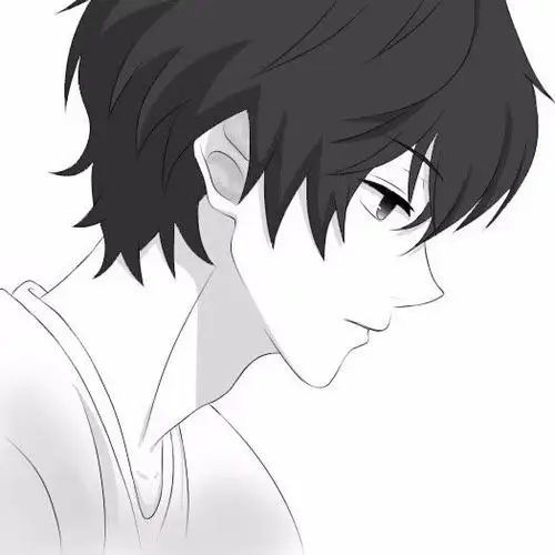 侧脸男孩线条画