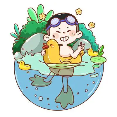 卡通可爱男孩游泳套图素材插画png