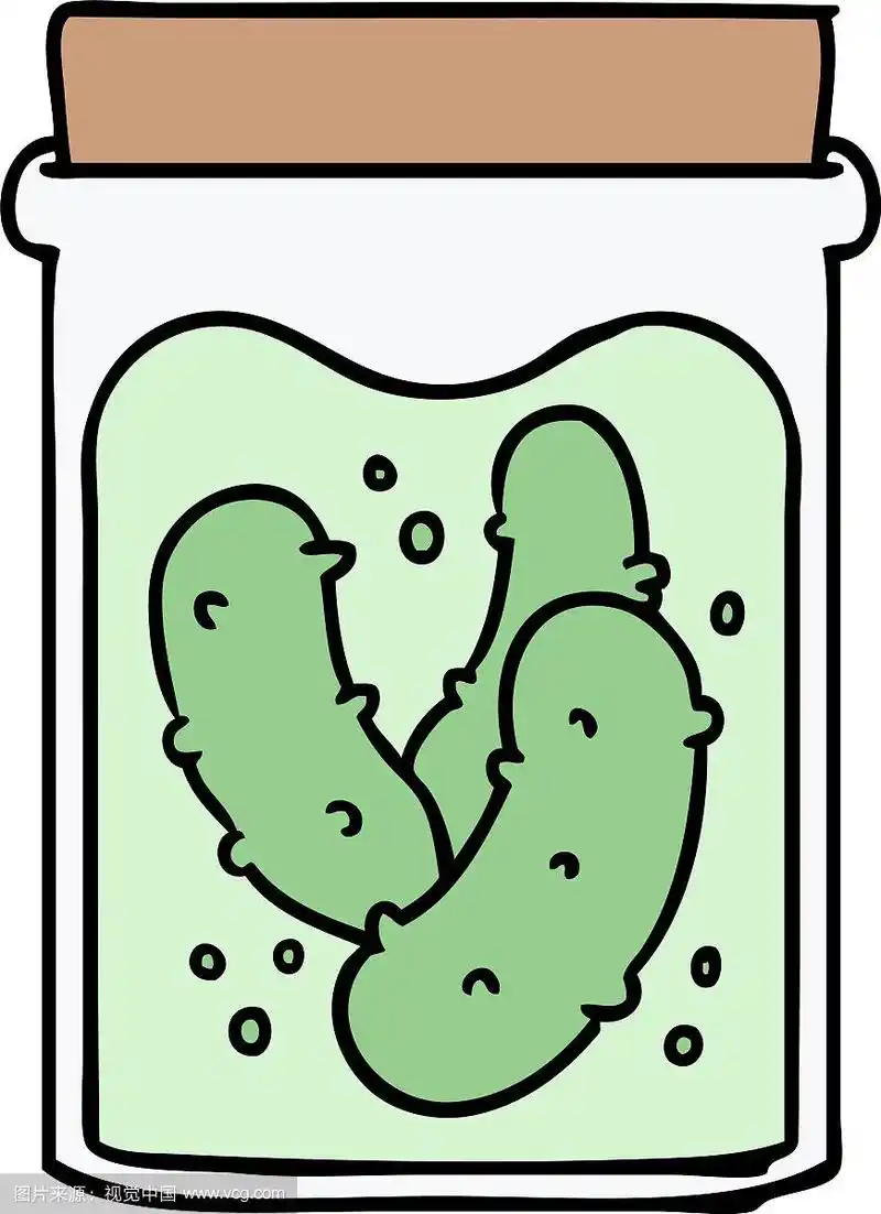 卡通涂鸦罐的腌黄瓜