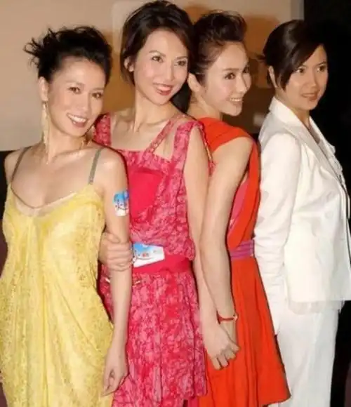黎姿与众女星的合照,肤若凝脂脸型太优越,和周慧敏站一起也不输