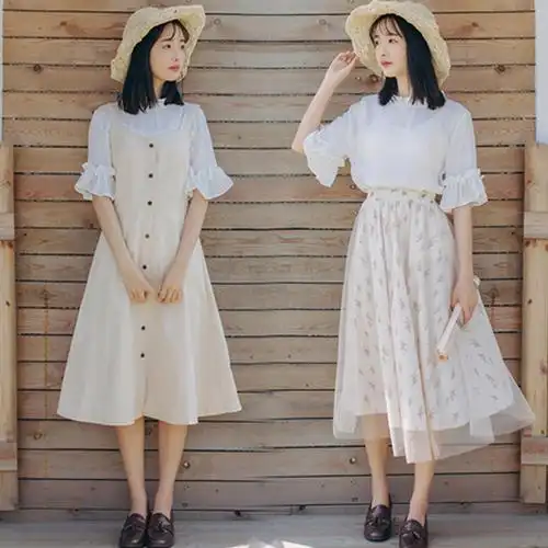 套装裙 两件套学生 小清新_姐妹闺蜜装套装裙子夏季韩版学生超仙甜美