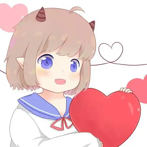 闺蜜头像/比心/可爱/萌系/爱心/动漫/板绘/头像/棕头发/小恶魔/角