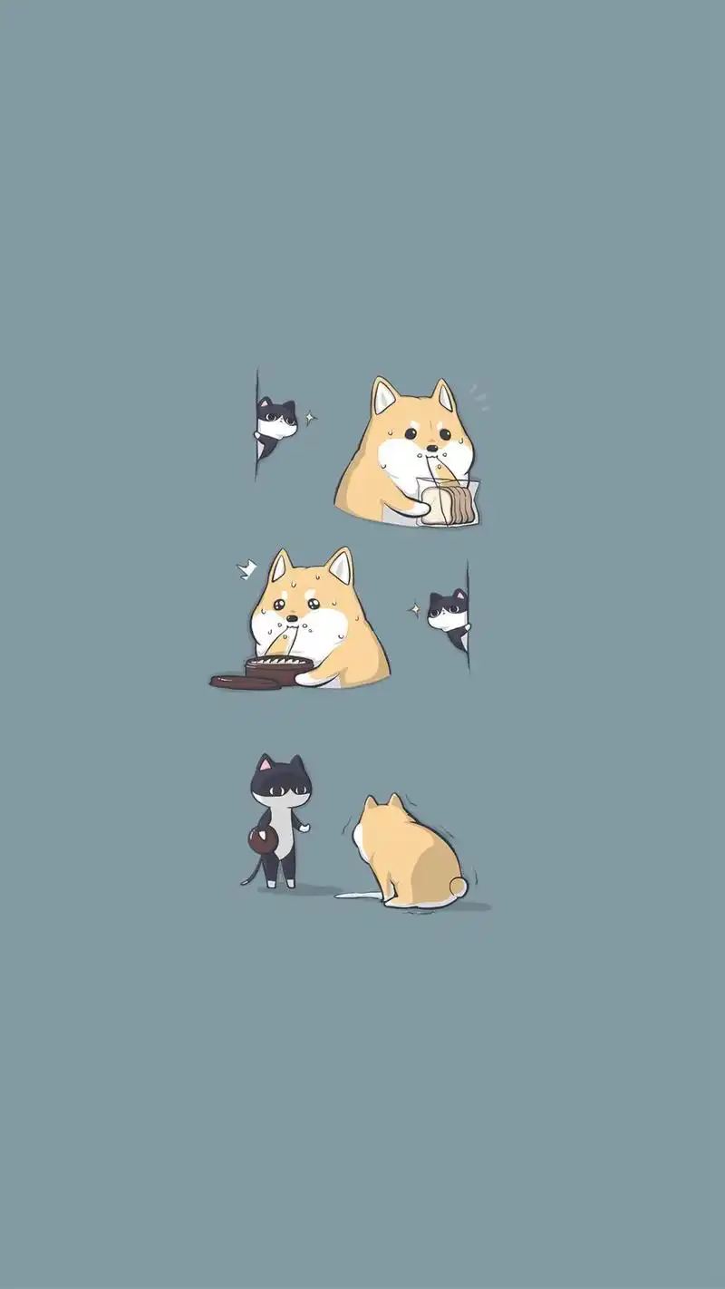 可爱萌宠卡通插画高清手机壁纸