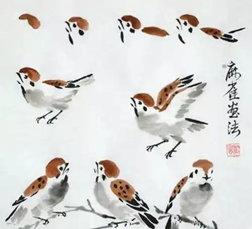 国画入门丨怎样画麻雀图解