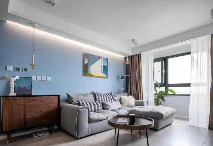 71平小两居,改造前后对比太大,灰蓝色墙漆彰显出迷一般的魅力