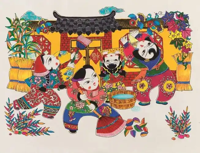 文化进万家赏年画过大年67新生活新风尚新年画作品展第一期春色满园