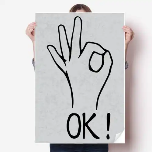 贴纸黑色ok个性手势图案海报80x55cm卧室家居装饰宣传单