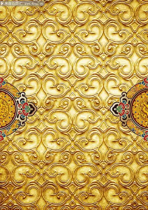 金色雕刻花纹背景图片