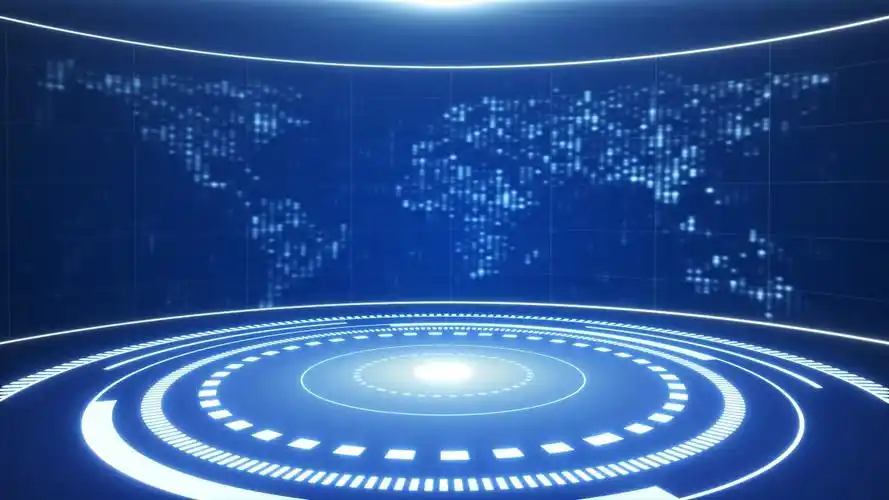 4k蓝色科技新闻直播间舞台背景新闻背景