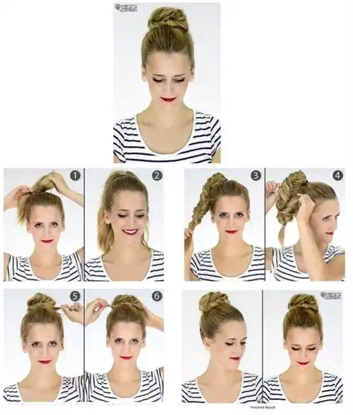 【超简单发型教程】先扎个马尾,再就着马尾编个鱼骨辫,盘将起来就是一