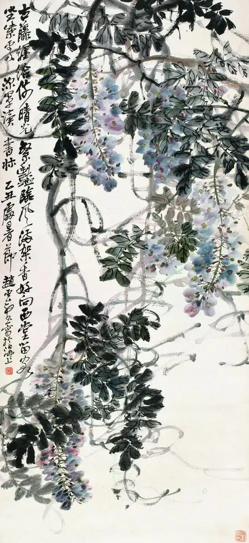 【1925年作 紫藤 镜心 设色纸本】拍卖品_图片_价格_鉴赏_绘画_雅昌