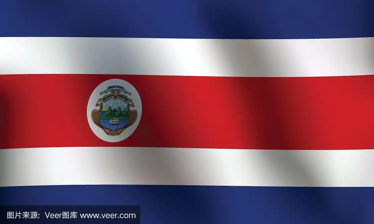 哥斯达黎加国旗-矢量插图