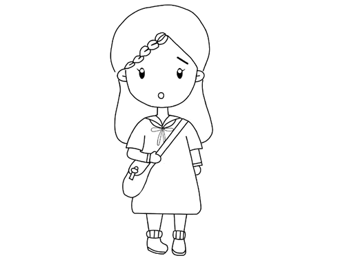 萌萌的可爱女孩简笔画