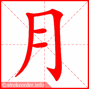 月的部首:月        月的笔画数