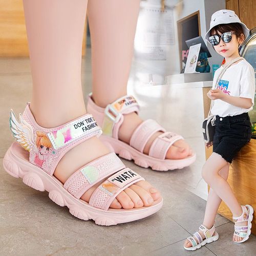 夏季新款儿童凉鞋女童休闲沙滩鞋聚氨酯实心底轻便学生女孩宝宝鞋