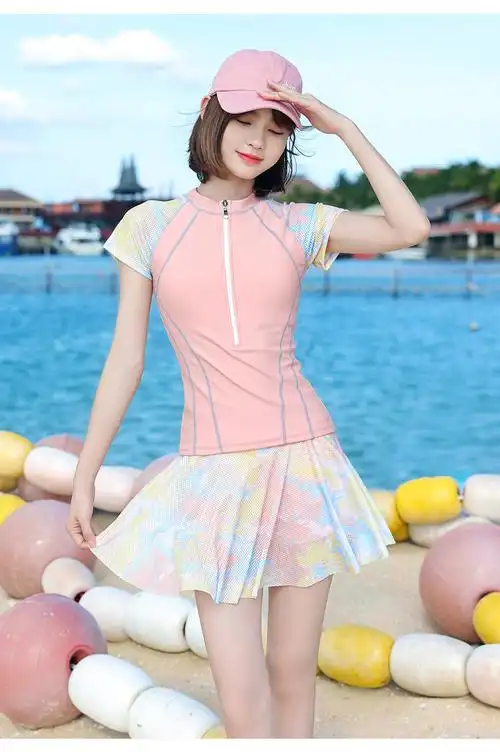 显遮肚游泳衣2021新款游泳馆专用女士泳装蓝色裙款m码建议体重90100斤