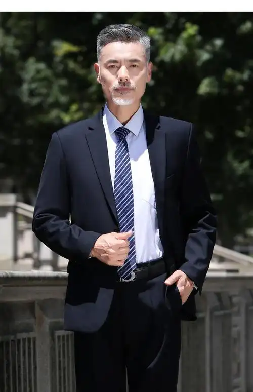 老爷车轻奢品牌 2020新款中年西服套装男商务职业正装中老年西装男