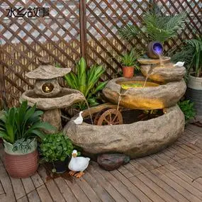 水乡故事田园流水喷泉鱼池户外景观庭院养鱼水池餐厅观赏鱼缸装饰