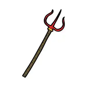 旅游景点-乌克兰卡通, 古希腊神海神, 坐在宝座上卡通小恶魔有趣的