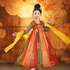 女装中国风汉服秋款盛世女童敦煌公主裙襦裙超仙长袖古装儿童唐装