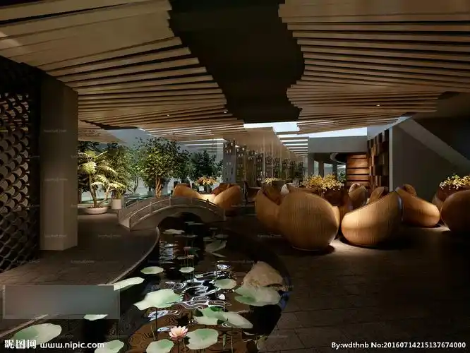 洽谈区休息区室内水景图片