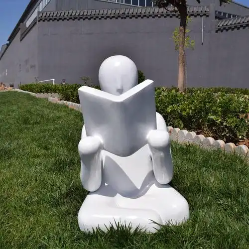 万硕 抽象读书人雕塑 校园玻璃钢雕塑 学校人物雕塑摆件 景观雕塑小品