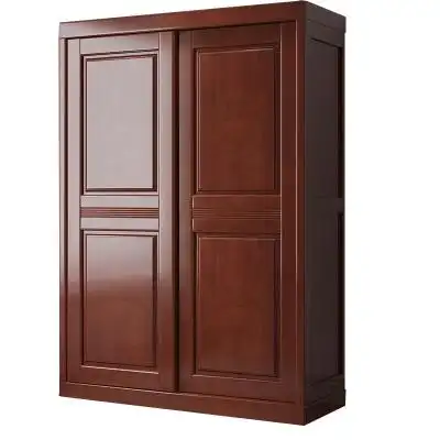 质凡现代简约中式油漆实木衣柜推拉门卧室家用滑移门柜