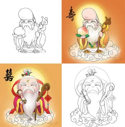 福禄寿喜|动漫|单幅漫画|鱼骨头绘画设计 - 原创作品 - 站酷 (zcool)